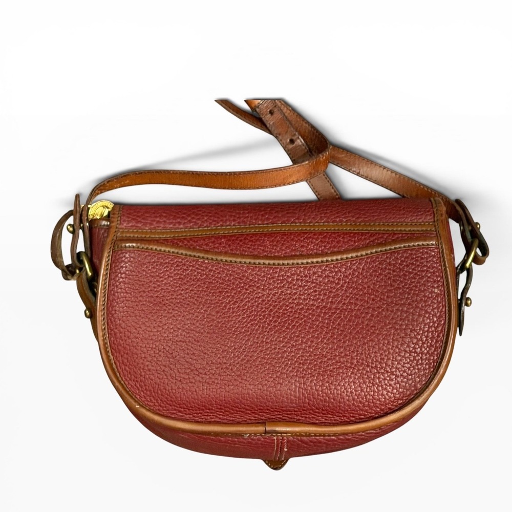 Dooney & Bourke Vintage All Weather Leather Crossbody Saddle Bag Burgundy Purse - Picture 2 of 14